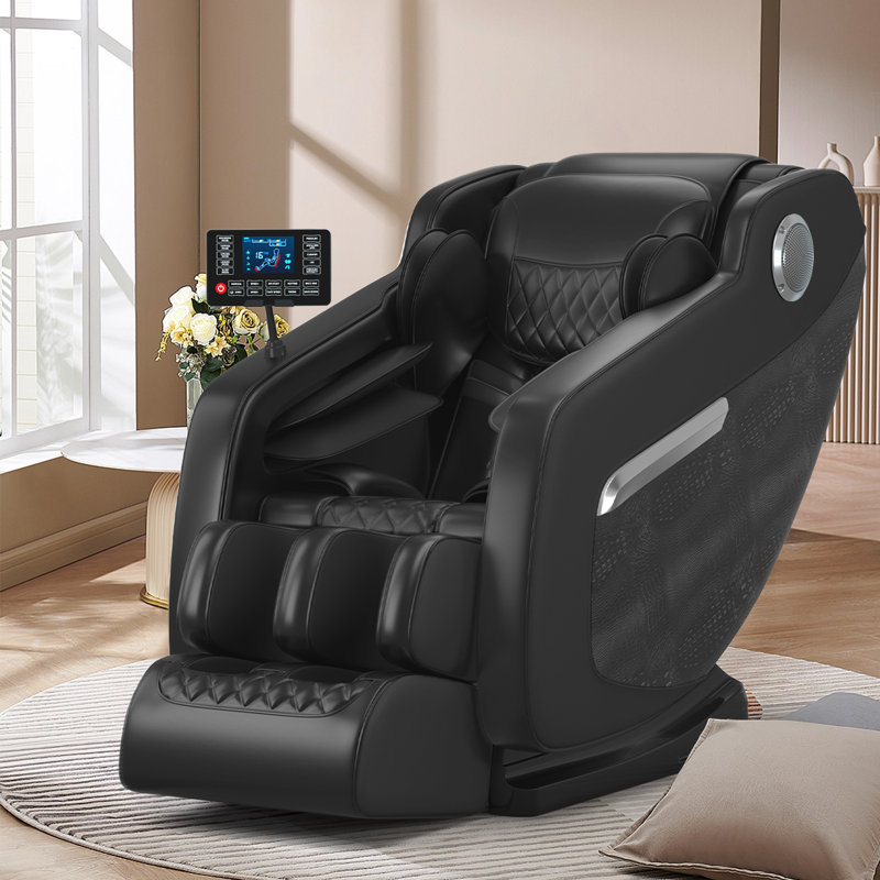 ElegiRelax Ultimate Relaxation Full Body Heated Massage Chair Zero Gravity Bluetooth Body Fabric Obsidian